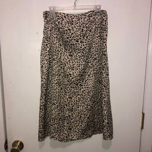 Heydress Women's Silky Lined Cheetah Print Midi Skirt SZ Small